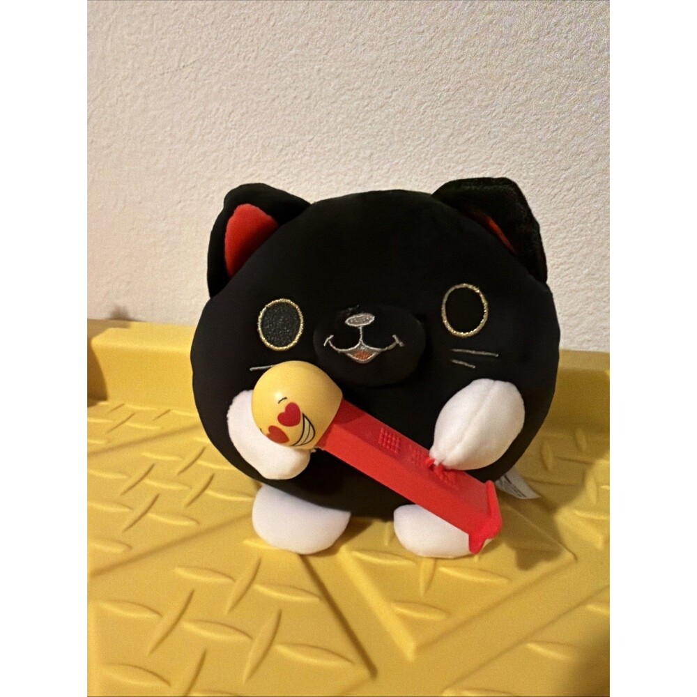2023 Zuru Snackles LUNA Black Cat With Pez Plush Stuffed Animal 5โ Black Red